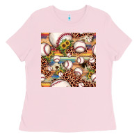 Bubblegum Pink baseball leopard cowhide sunflower seamless pattern Ladies Tee - JahusDesignShop