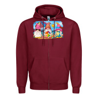 Burgundy summer gnomes Zipper Hoodie - NancyCooperArtShop