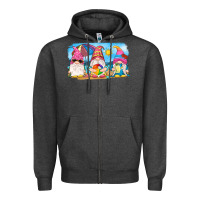 Charcoal Heather summer gnomes Zipper Hoodie - NancyCooperArtShop