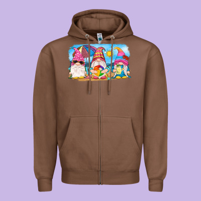 Summer Gnomes Zipper Hoodie Designed By Nancycooperartshop