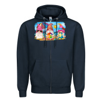 Navy summer gnomes Zipper Hoodie - NancyCooperArtShop