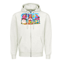 Oatmeal Heather summer gnomes Zipper Hoodie - NancyCooperArtShop