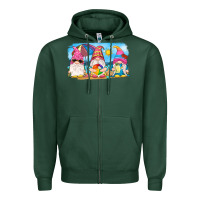Sports Green summer gnomes Zipper Hoodie - NancyCooperArtShop