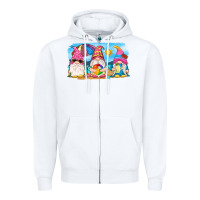White summer gnomes Zipper Hoodie - NancyCooperArtShop