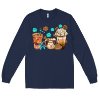 Navy dog coffee cups with  food container bbs Long Sleeve Tee - BundleAndBundleShop