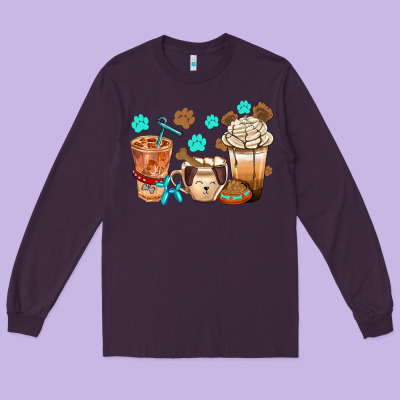 Dog Coffee Cups With  Food Container Bbs Long Sleeve Tee Designed By Bundleandbundleshop