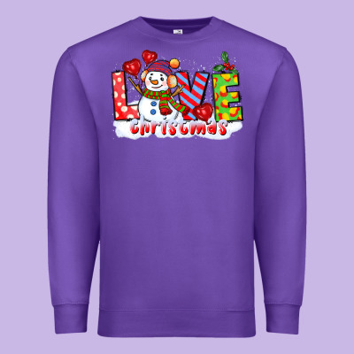 Love Christmas Snowman Premium Sweatshirt Designed By Cowgirlartshop