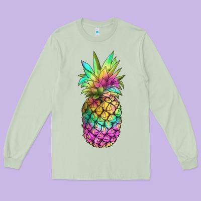 Tie Dye Pineapple Long Sleeve Tee Designed By Jahusdesignshop