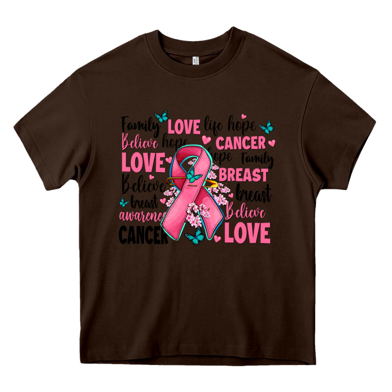 Breast Cancer Ribbons With Cancer Words Heavy Core Tee by AdoDesignShop | Teevron