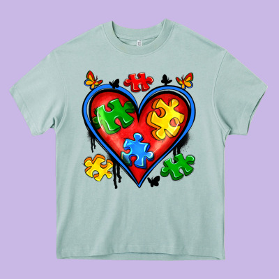 Autism Heart Heavy Core Tee Designed By Artiststas