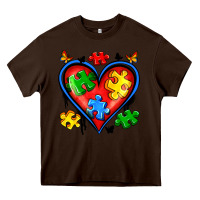 Chocolate Brown autism heart Heavy Core Tee - Artiststas