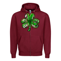Shamrock With Leopard And Cowhide Zipper Hoodie | Teevron