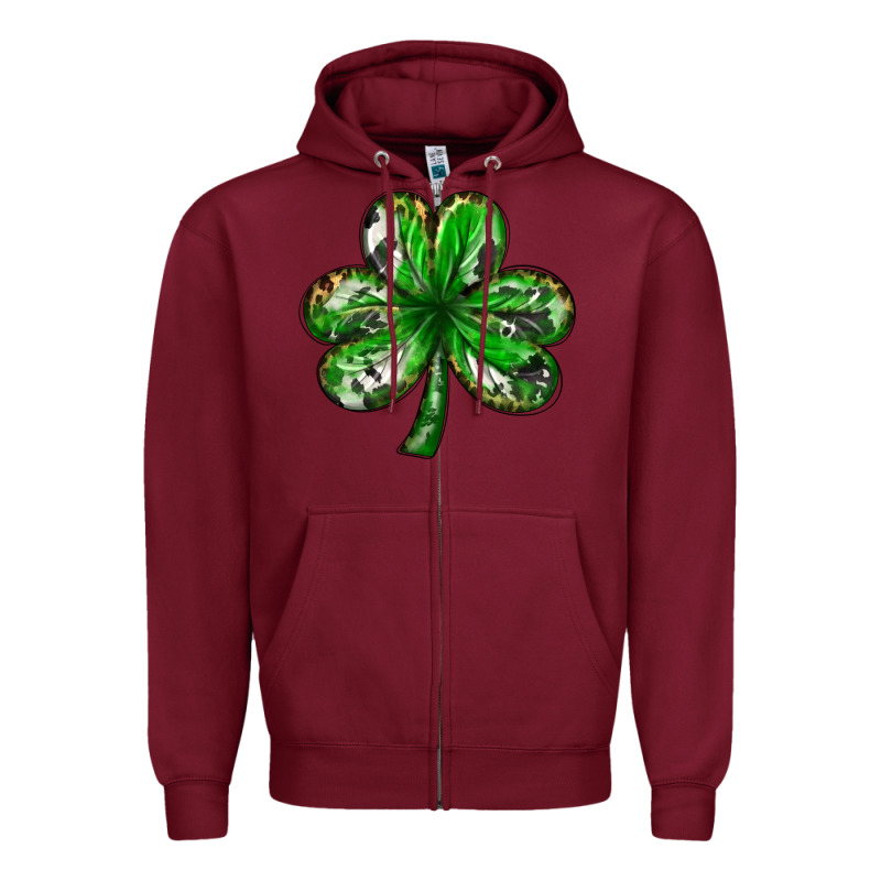 Shamrock With Leopard And Cowhide Zipper Hoodie by NancyCooperArtShop | Teevron