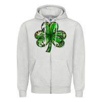 Dove Grey shamrock with leopard and cowhide Zipper Hoodie - NancyCooperArtShop
