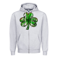 Heather Grey shamrock with leopard and cowhide Zipper Hoodie - NancyCooperArtShop