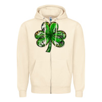 Sandshell shamrock with leopard and cowhide Zipper Hoodie - NancyCooperArtShop