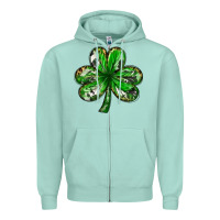 Seafoam shamrock with leopard and cowhide Zipper Hoodie - NancyCooperArtShop
