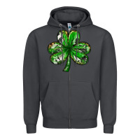 Smoke shamrock with leopard and cowhide Zipper Hoodie - NancyCooperArtShop
