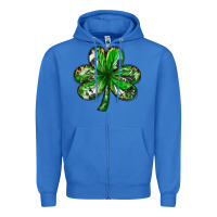 True Royal shamrock with leopard and cowhide Zipper Hoodie - NancyCooperArtShop