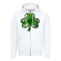 White shamrock with leopard and cowhide Zipper Hoodie - NancyCooperArtShop