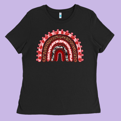 Valentines Day Rainbow Ladies Tee Designed By Ranaportraitstore