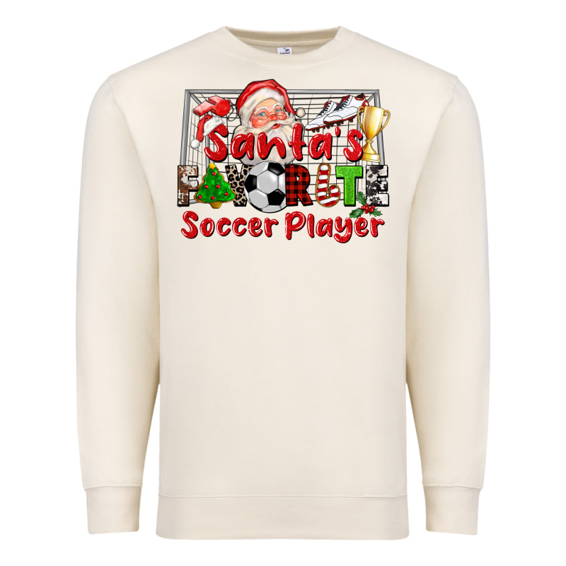Santas Favorite Soccer Player Premium Sweatshirt by CowGirlArtShop | Teevron