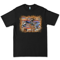 Black aztec leopard cowhide wood western background Premium Tee - AdoDesignShop