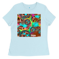 Baby Blue football tie dye gemstone sunflower seamless pattern Ladies Tee - JahusDesignShop