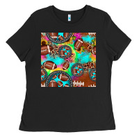 Black football tie dye gemstone sunflower seamless pattern Ladies Tee - JahusDesignShop