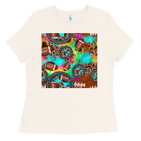 Bone football tie dye gemstone sunflower seamless pattern Ladies Tee - JahusDesignShop