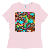 Bubblegum Pink football tie dye gemstone sunflower seamless pattern Ladies Tee - JahusDesignShop