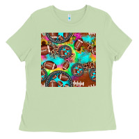 Matcha football tie dye gemstone sunflower seamless pattern Ladies Tee - JahusDesignShop
