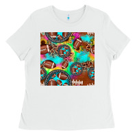White football tie dye gemstone sunflower seamless pattern Ladies Tee - JahusDesignShop