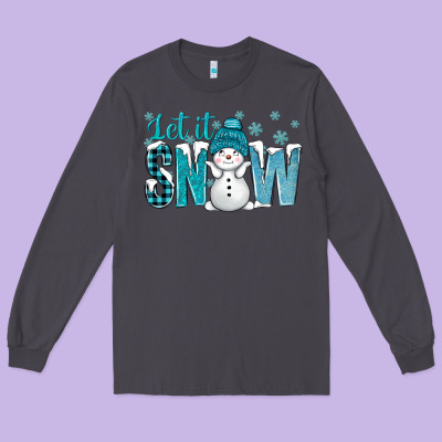 Let It Snow With Cute Snowman Bbs Long Sleeve Tee Designed By Bundleandbundleshop