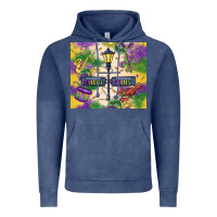 Vintage Denim mardi gras street lights Vintage Hoodie - MaliasSmallBusiness