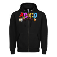 Black abcd back to school Zipper Hoodie - NancyCooperArtShop