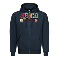 Navy abcd back to school Zipper Hoodie - NancyCooperArtShop