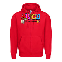 Red abcd back to school Zipper Hoodie - NancyCooperArtShop