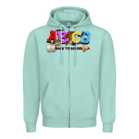Seafoam abcd back to school Zipper Hoodie - NancyCooperArtShop
