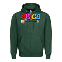 Sports Green abcd back to school Zipper Hoodie - NancyCooperArtShop