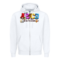 White abcd back to school Zipper Hoodie - NancyCooperArtShop
