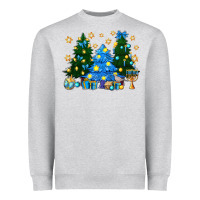 Heather Grey Hannukah Christmas trees Heavyweight Sweatshirt - NancyCooperArtShop