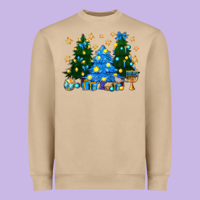 Hannukah Christmas Trees Heavyweight Sweatshirt Designed By Nancycooperartshop