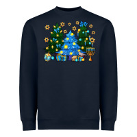 Navy Hannukah Christmas trees Heavyweight Sweatshirt - NancyCooperArtShop