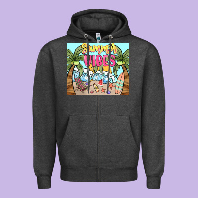 Summer Vibes Zipper Hoodie Designed By Nancycooperartshop