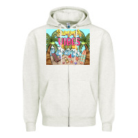 Oatmeal Heather summer vibes Zipper Hoodie - NancyCooperArtShop