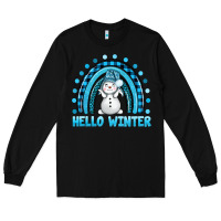 Black hello winter rainbow with snowman bbs Long Sleeve Tee - BundleAndBundleShop
