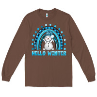 Chestnut hello winter rainbow with snowman bbs Long Sleeve Tee - BundleAndBundleShop