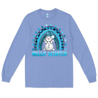Colony Blue hello winter rainbow with snowman bbs Long Sleeve Tee - BundleAndBundleShop