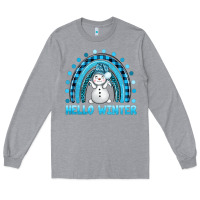Heather Grey hello winter rainbow with snowman bbs Long Sleeve Tee - BundleAndBundleShop